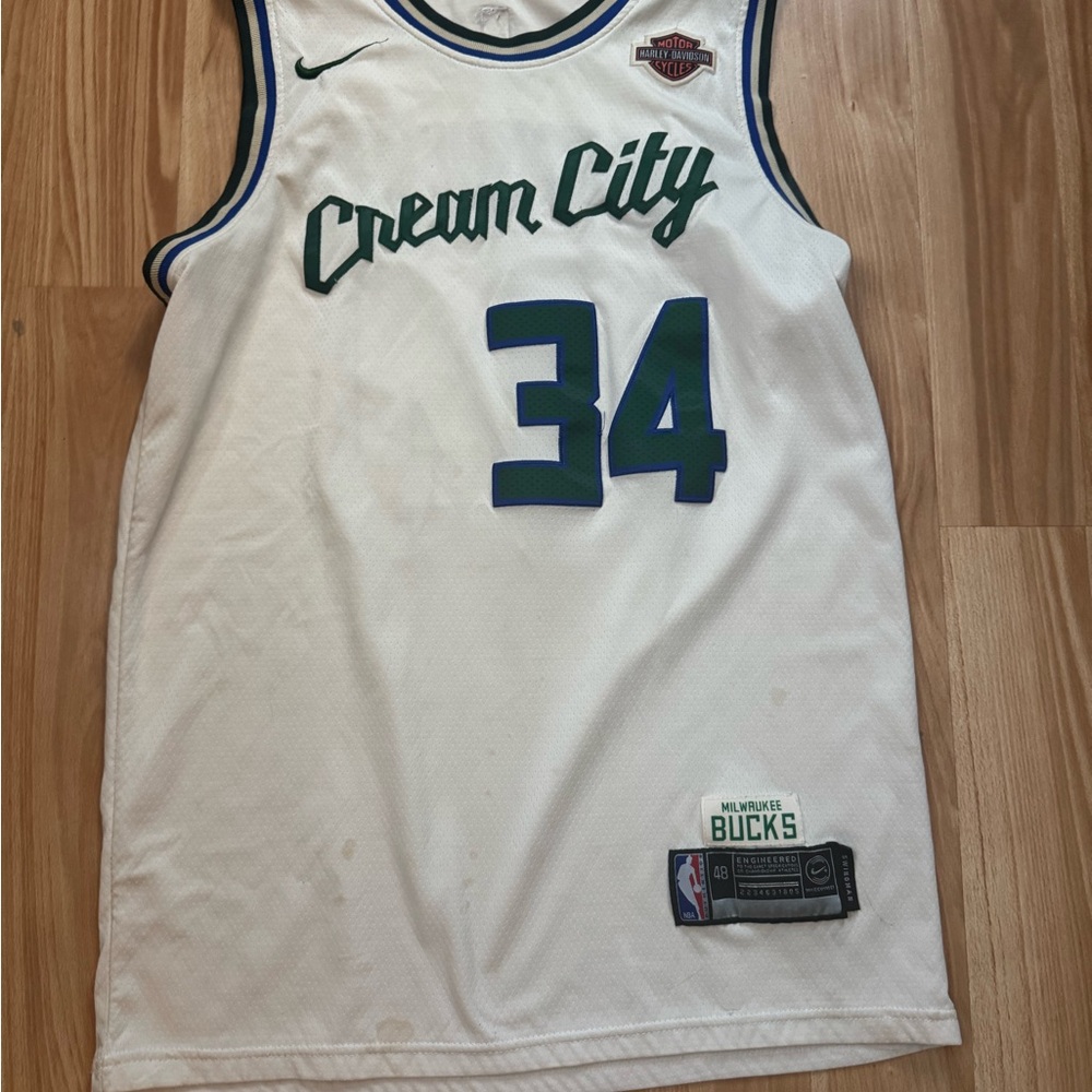 Milwaukee Bucks Giannis Antetokounmpo Jersey Cream City 2019 Edition Mens Small